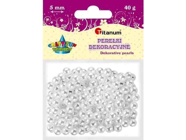 Titanpärlor med hål vita pärlor 5mm 40g CRAFT-FUN