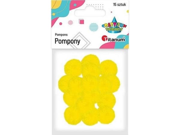Titan Polyester pomponger 18mm intens gul 15 stk