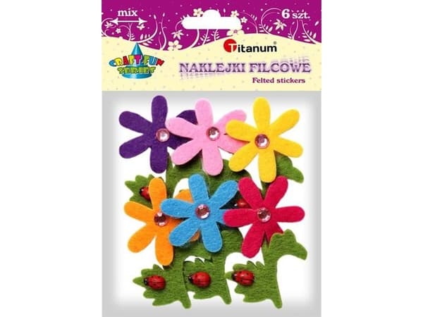 Titanum värikkäitä kukkia huopa tarroja 6kpl CRAFT-FUN