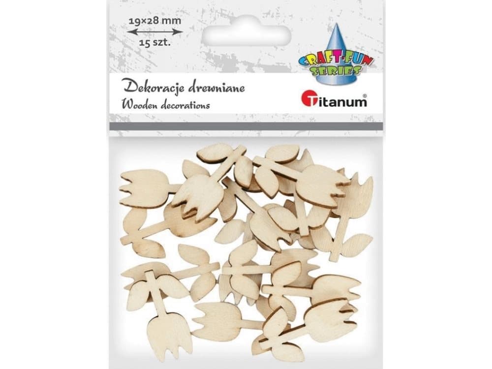 Titanum Wooden decorations tulips 12x28mm raw 15pcs