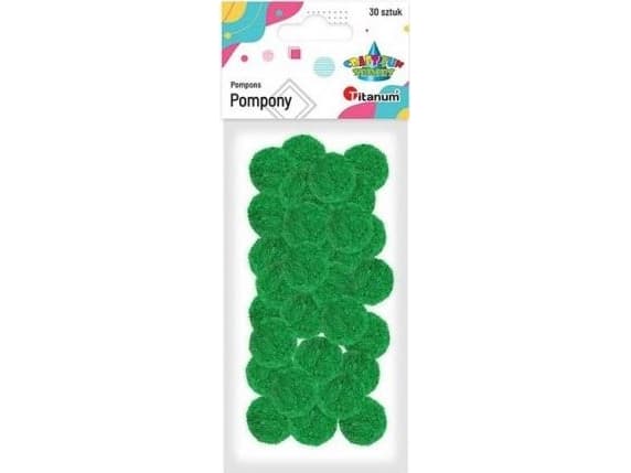 Titaani polyesteri pompulat 25mm vihreä 30kpl