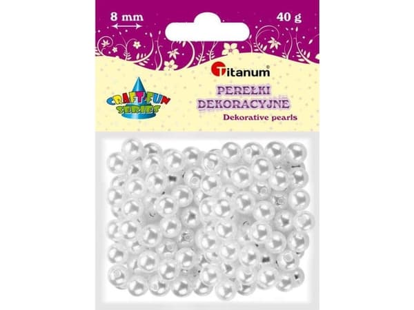 Titanpärlor med hål vita pärlor 8mm 40g CRAFT-FUN