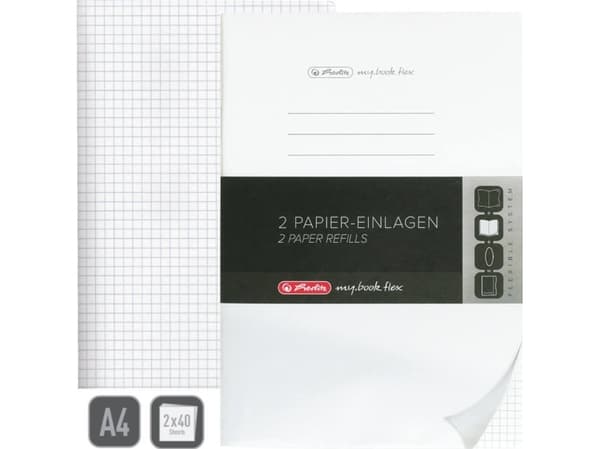 Herlitz my.book, Yksivärinen, Musta, Valkoinen, A4, 40 arkkia, 80 g/m², Neliöpaperi
