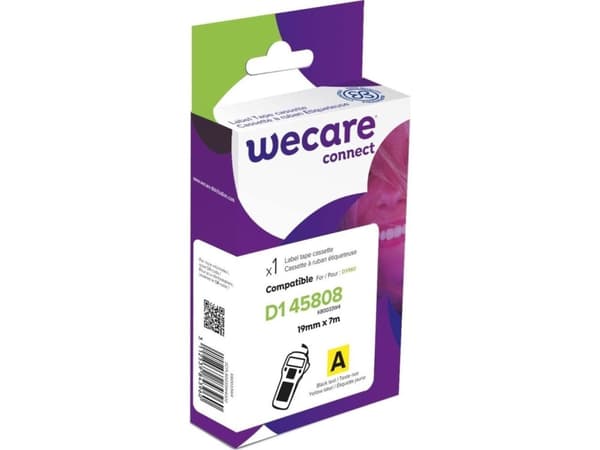 Wecare connect - Yellow background with black letters - Rull (1,9 cm x 7 m) 1 rull(er) tapepatron - for DYMO LabelMANAGER 360D, 420P; DYMO LabelWrite
