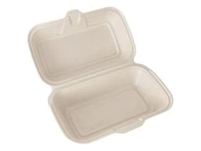 Bakke 1-rum 240x150x80 mm med låg Bagasse Beige,4 ps x 50 stk/krt
