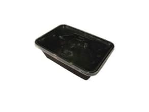 Plastbakke Nudelbakke 750ml L175xB120xH58mm sort med låg til microovn,250 stk/krt