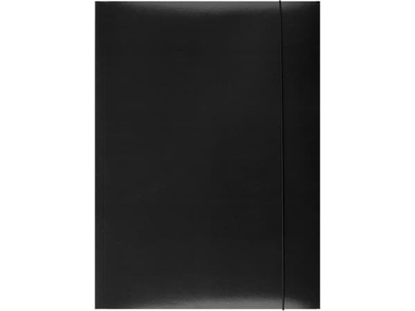 Office Products Folder with elastic band cardboard, A4, 300gsm, 3 compartments, black