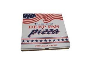 Pizzaæske 41x41x5 cm Hvid med Tryk Deep Pan,100 stk/krt