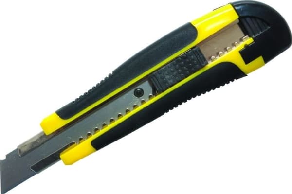 Donau Knife DONAU Professional, rubber handle, with locking mechanism, yellow-black