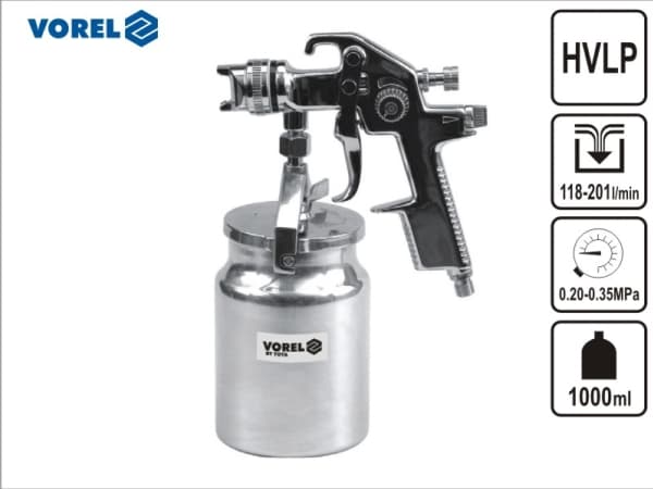 VOREL HVLP MALING PISTOL 1000ml MED BUNDTANK 80901