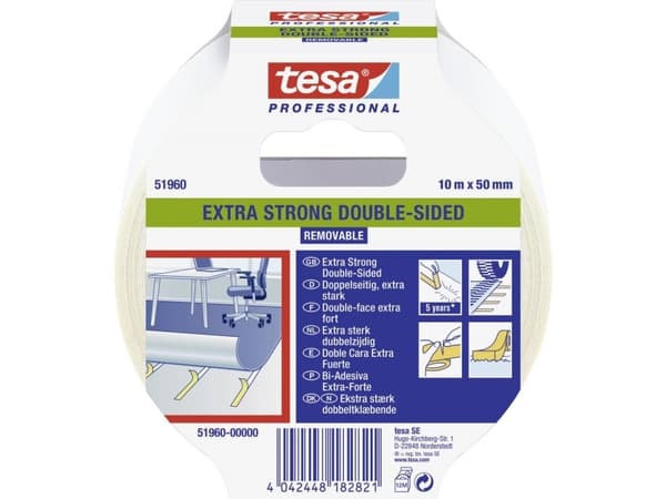 tesa EXTRA STRONG 51960-00000-11 Tæppelægningstape tesa® Professional Translucent (L x B) 10 m x 50 mm 1 stk