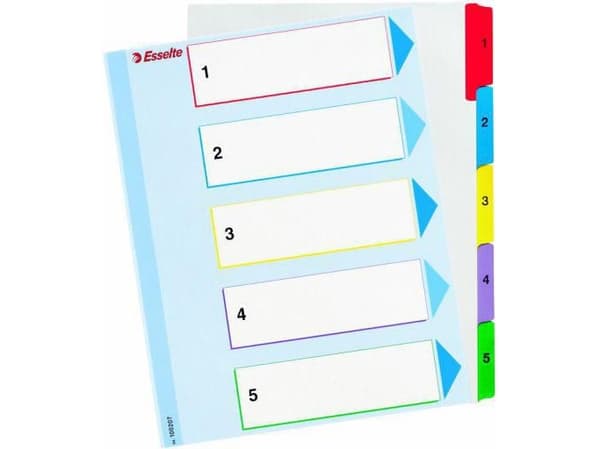 Esselte A5 plastdelere - 5 kort