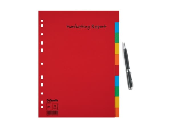Esselte Multicoloured Card Dividers, Monivärinen, A4, 225 mm, 3 mm, 297 mm, 115 g