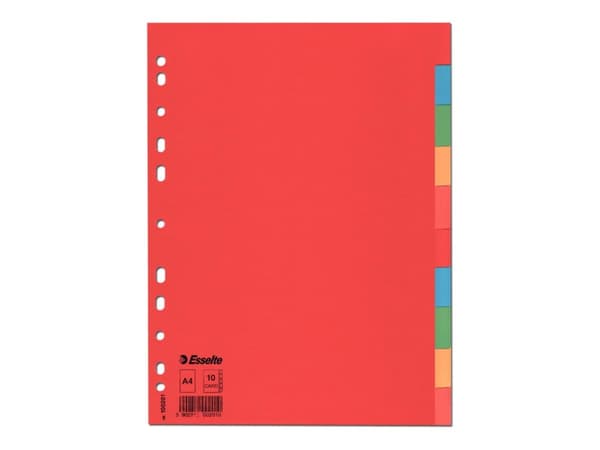 Esselte Multicoloured Card Dividers, Monivärinen, A4, 225 mm, 3 mm, 297 mm, 115 g