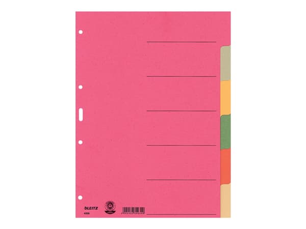Leitz 43580000, Tyhjä välilehtihakemisto, Pahvi, Monivärinen, Muotokuva, 230 g/m², 225 mm