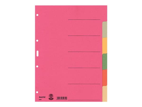 Leitz 43580000, Tyhjä välilehtihakemisto, Pahvi, Monivärinen, Muotokuva, 230 g/m², 225 mm