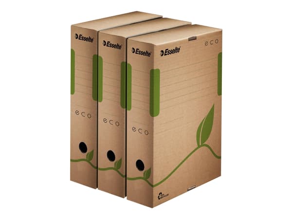 Esselte arkivboks ECO, DIN A4, brun (B) 80 mm laget av 100 % resirkulert papp, 100 % resirkulerbar, - 25 stk (623916)