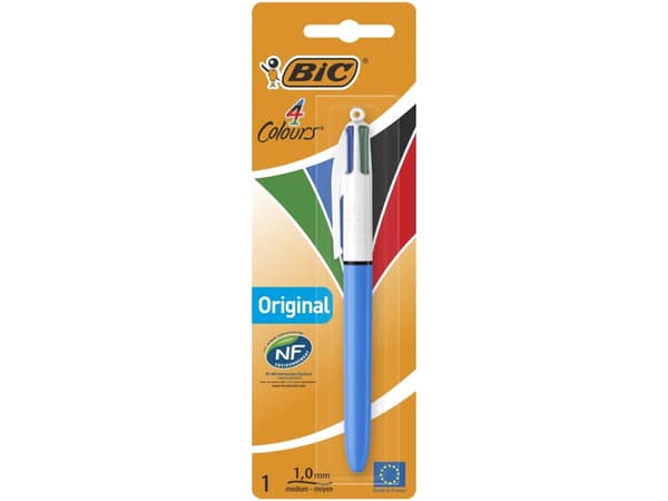 BIC 4 Colours - 4 färgers kulspetspenna - svart, röd, blå, grön - 1 mm - medel - indragbar