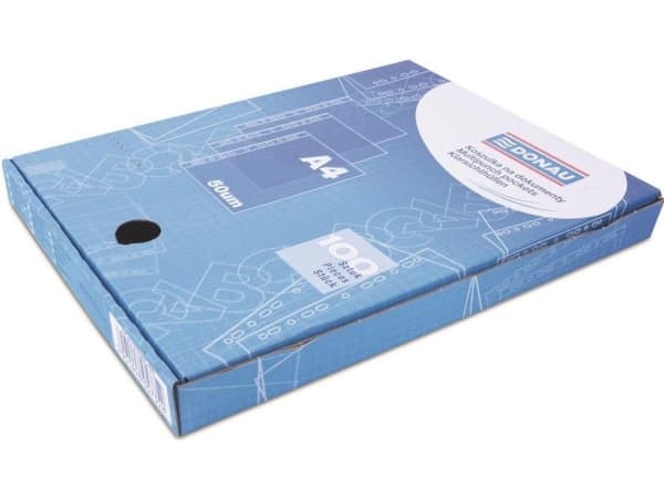 Donau Transparente dokumenthylser PP A4 50mic 100stk. i en boks