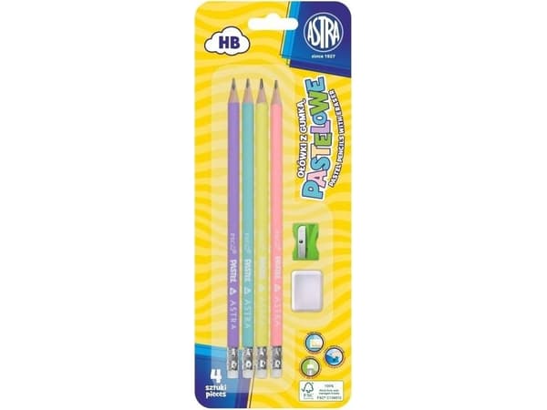 Astra Pencil pastel HB with measuring tape 4 pcs + eraser + temperature ASTRA