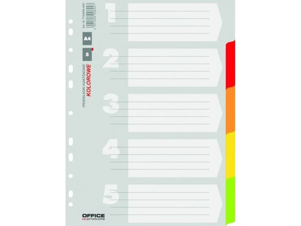 Kontorprodukter Pappdelere A4, 227x297, blanding, 5 kort (21070521-99)