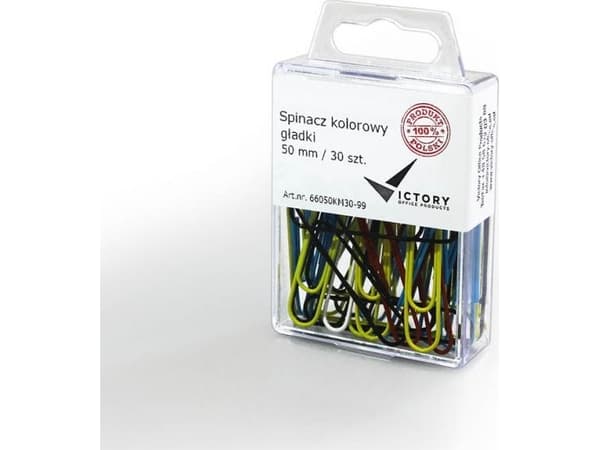 Victory Office Produkt VICTORY OFFICE KONTORKLIPPER 50MM 30 STK. RUND BLANDING AV FARGER HENGT PLASTBEHOLDER