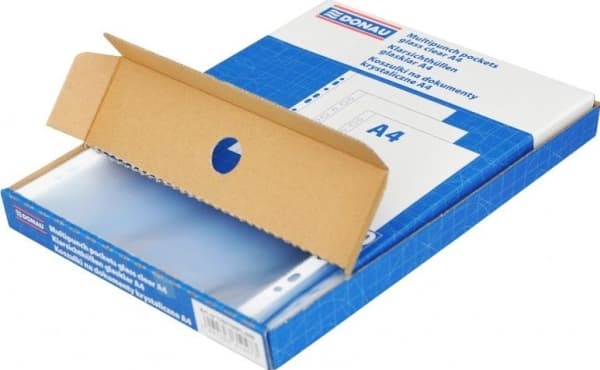 DONAU Asiakirjahylsyt DONAU, PP, A4, kristalli, 45 mikronia, 100 kpl, laatikossa
