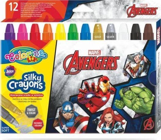 Patio Crayons 12 färger gel twist-out ljusstake Avengers Colorino Kids 91499