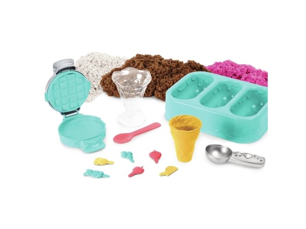 Kinetic Sand KNS ACK Ice Cream Scented Playset GML, Kinetisk sand for barn, 6 år, Ikke giftig, Brun, Rosa, Hvit