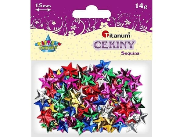 Titanium Sequins 15mm stars in mix of colors