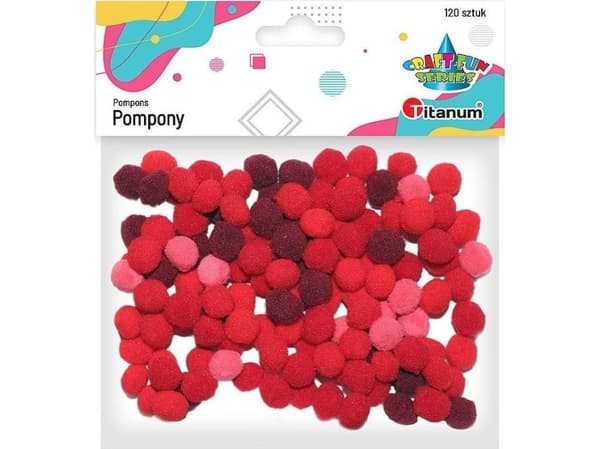 Titaani polyesteri pompulat 10mm punainen 120kpl.