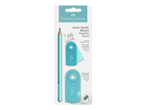 Blyant Faber-Castell Sparkle Jumbo Turkis Glitter Graphite - Skolesæt