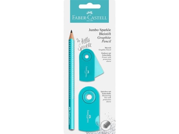 Blyant Faber-Castell Sparkle Jumbo Turkis Glitter Graphite - Skolesæt
