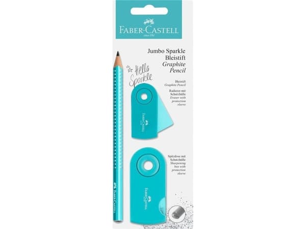Blyant Faber-Castell Sparkle Jumbo Turkis Glitter Graphite - Skolesæt