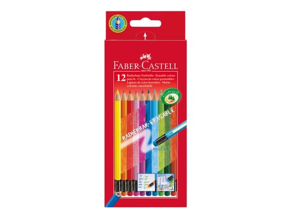 Farveblyant Faber-Castell Red Line 12 stk. ass. farver med viskelæder