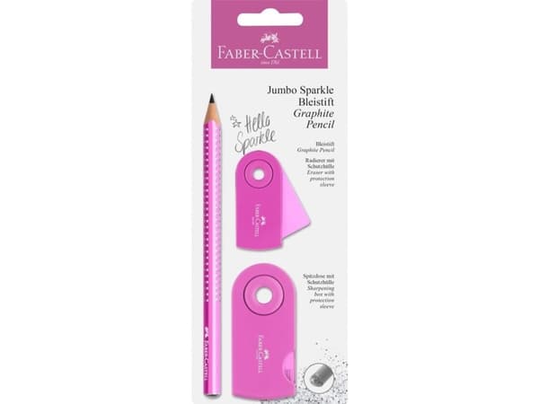 Blyertspenna Faber-Castell Sparkle Jumbo Pink Glitter Graphite - skolset