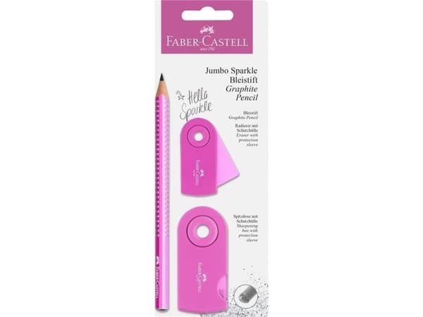 Blyertspenna Faber-Castell Sparkle Jumbo Pink Glitter Graphite - skolset