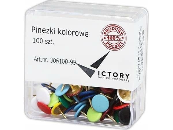 Victory Office Produkt VICTORY OFFICE PINS BLANDING AV FARGER 100 STK. PLASTIKK BOKS