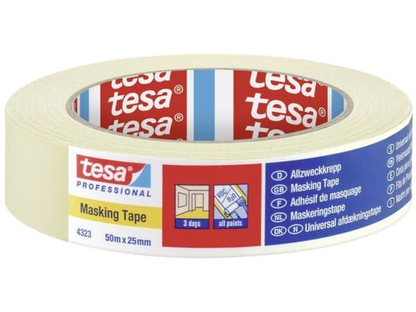 tesa STANDARD 04323-00041-00 Crepebånd tesakrepp® Beige (L x B) 50 m x 25 mm 1 stk 1 stk