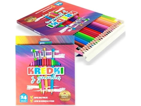 Crayons with eraser 24kol PENWORD 2555-24-G
