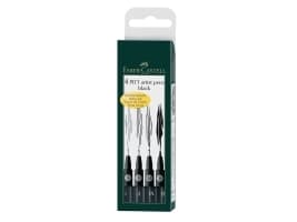 Taiteilijakynä Faber-Castell, musta, 4 eri viivanleveyden pakkaus