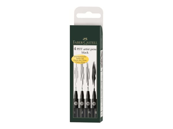 Faber-Castell PITT artist - Set med penselpenna och fineliner - permanent - svart - pigmentbläck