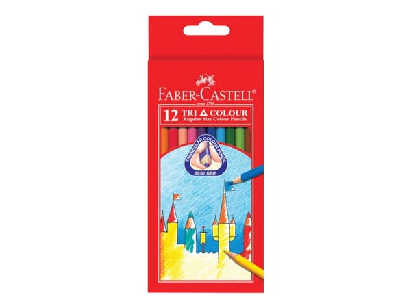 Färgpennor faber-castell tri colour, förpackning med 12 sorterade färger