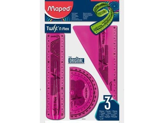 Maped 895024, Gradskiva, Linjal, Triangel, 3 styck, Lila, 60°, Halvcirkel