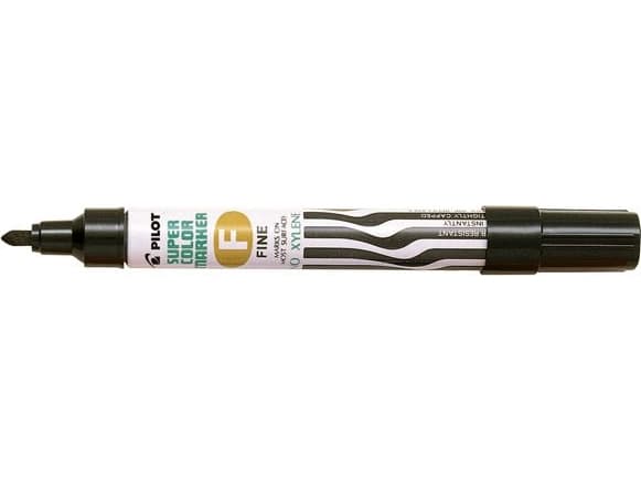 Pilot SCA-F, Super Color, Svart, Rundad spets, Svart, Vit, Fin, 1 mm, 1 styck