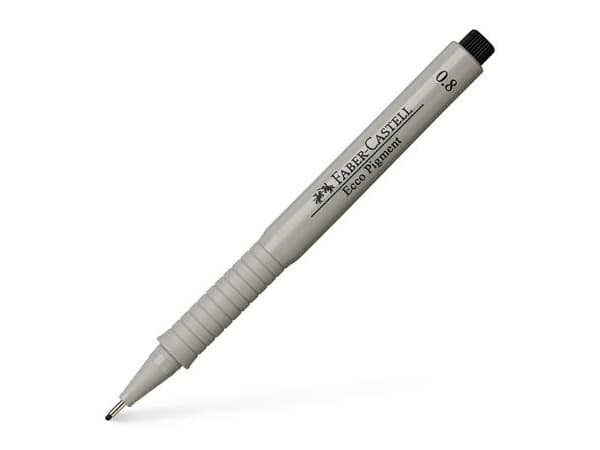 Faber-Castell Ecco Pigment, Sort, Fint, Grå, Rund, Pigmentbasert blekk, Fiber