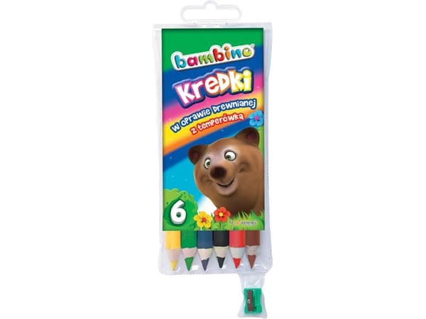 St. Majewski BAMBINO kritor i träram med vässare, 6 färger, BAMBINO licens