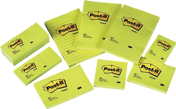 Post-it 653 - Anteckningar - 38 x 51 mm - 300 ark (3 x 100) - kanariegul