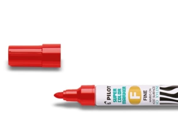 Pilot SCA-F, Super Color, Rød, Projektil spiss, Rød, Hvit, Fint, 1 mm, 1 stykker
