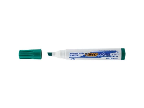BIC Velleda Whiteboard Marker 1751, 12 styck, Grön, Mejselspets, Vit, Plast, Rund